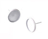 E182B - 30 pcs. White Earring Posts Studs Settings Bezels Cabochons Tacks- 12mm Glue Pad Setting - Includes Rubber Stoppers (Ear Nuts)!
