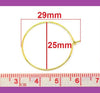 W004 - 100 pcs. Gold Plated Wine Charm/Earwire Hoop Rings - 29mm x 25mm-21 Gauge