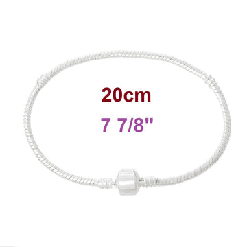 B039 - 4 pcs. Silver Plated European Snake Chain Bracelets - Snap Clasps - 20cm (7.87")