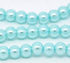 BD059 - 6mm Light Blue Glass Pearl Imitation Round Beads - 32 inch strand - Approx. 120 pieces - Hole Size: 1mm