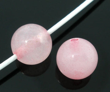 BD369 - 46 pcs. - Pink Rose Quartz Natural Stone Round Beads - 8mm