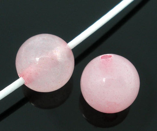 BD369 - 46 pcs. - Pink Rose Quartz Natural Stone Round Beads - 8mm