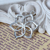 P308 - 1 pc. Silver Plated Lotus Flower Petals Charm Pendant - 32mm X 24mm (1.26" x 1") - LARGE - High Quality!