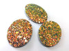 P160 - 10 pcs. Orange Green Multicolor Faux Leather Dangle Charms Pendants - Oval - 41mm (1.6") - Great for Light Earrings or Dangles! Double Sided