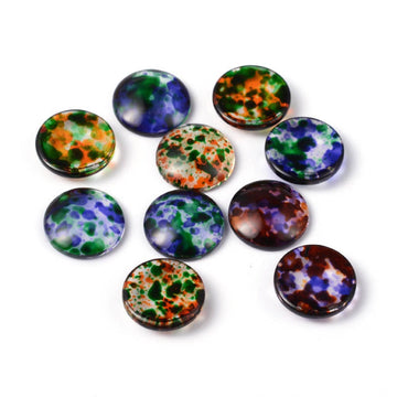 CA412 - 10 pcs Circle Paint Splatter Glass Round Dome Seals Tiles Cabochons - 16mm
