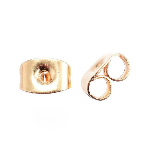 E343B - 100 pcs 304 Stainless Steel 24k Gold Plated Earring Nuts Stoppers Backs - 6mm x 4mm - Hypoallergenic! Butterfly Design