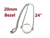 N216 - 3 pcs. 304 Stainless Steel Silver Tone Chain Necklaces - 24" (61cm) - 20mm Bezel - Tarnish Resistant!