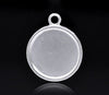 P595 - 10 pcs. Silver Plated Pendant Circle Posts Settings Bezels Trays Cabochons - 20mm Glue Pad Setting (Cameo Setting Diameter)
