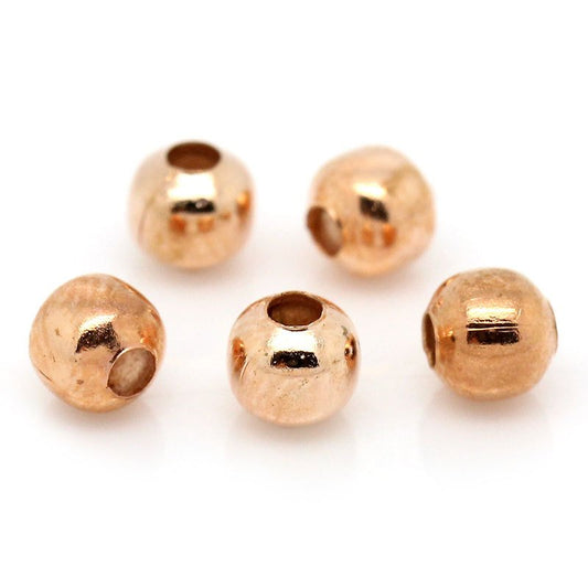 BD420 - 1000 pcs Rose Gold Plated Alloy Smooth Ball Spacer Beads- 4mm