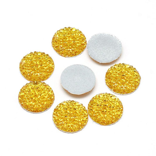 CA112 - 10 pcs Druzy Resin Embellishment Cabochons Yellow - 12mm - Shimmer Style
