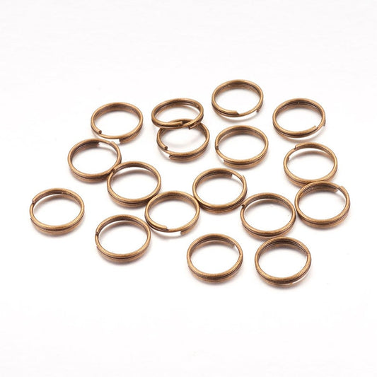 J703 - 100 pcs Double Rings - Antique Bronze Split Jump Rings - 10mm - 21 Gauge