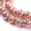 BD472 - 4mm Electroplated Natural Stone Lava Round Beads - Rose Gold Plated - 15.35" strand - Hole Size: 1mm - Approx. 92 pieces per strand