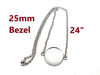 N217 - 3 pcs. 304 Stainless Steel Silver Tone Chain Necklaces - 24" (61cm) - 25mm Bezel - Tarnish Resistant!
