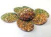 P160 - 10 pcs. Orange Green Multicolor Faux Leather Dangle Charms Pendants - Oval - 41mm (1.6") - Great for Light Earrings or Dangles! Double Sided