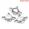 P189 - 10 pcs. Antique Silver Planet Saturn Charms Pendants - 20mm x 13mm (3/4" x 1/2")