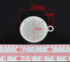 P595 - 10 pcs. Silver Plated Pendant Circle Posts Settings Bezels Trays Cabochons - 20mm Glue Pad Setting (Cameo Setting Diameter)