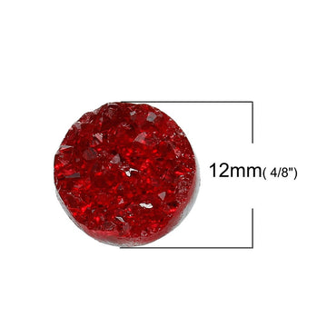 CA113 - 10 pcs Druzy Resin Embellishment Cabochons Wine Passion Dark Red AB - 12mm (1/2 in)