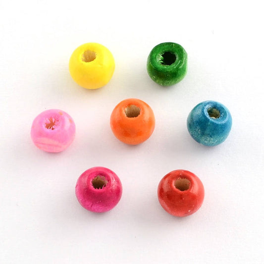 BD313 - 200 pcs Assortment Wooden Wood Round Spacer Beads - 10x9mm - Mix of Colors! - Hole Size: 3mm