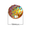 CA308 - 10 pcs Mermaid Fish Scales Resin Carved Embellishment Cabochons Orange AB - 10mm (3/8 in)