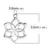 P308 - 1 pc. Silver Plated Lotus Flower Petals Charm Pendant - 32mm X 24mm (1.26" x 1") - LARGE - High Quality!