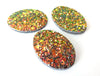 P160 - 10 pcs. Orange Green Multicolor Faux Leather Dangle Charms Pendants - Oval - 41mm (1.6") - Great for Light Earrings or Dangles! Double Sided