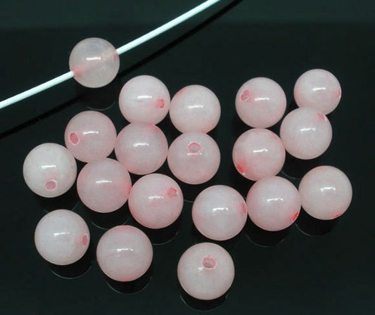 BD369 - 46 pcs. - Pink Rose Quartz Natural Stone Round Beads - 8mm