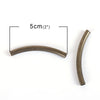 BD560 - 100 pcs. Antique Bronze Noodle Tube Long Thin Smooth Curved Beads - 50mm x 5mm (2" x 0.2") - Hole Size: 4.2mm -Made of Copper! High Quality!