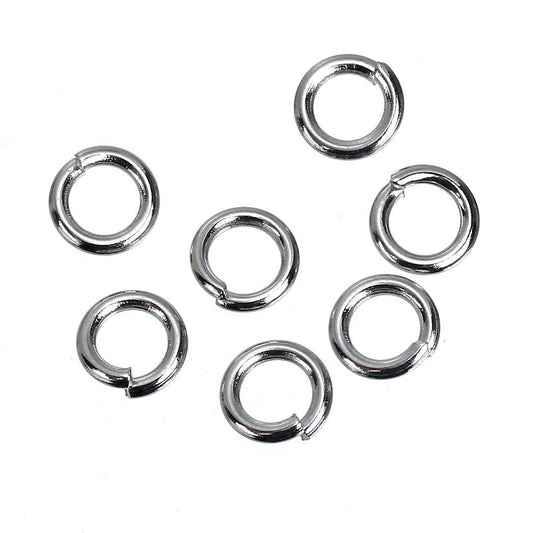 J102 - THICK 100 pcs Silver Tone Open Jump Rings - 8mm x 1.5mm - 15 Gauge
