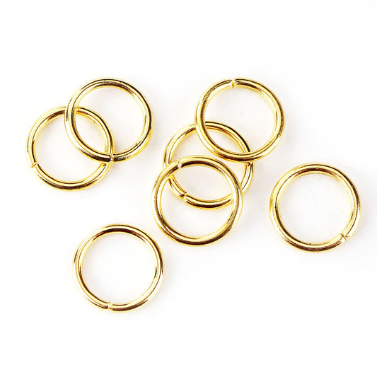 J072A - 1000 pcs Gold Plated Open Jump Rings - 9mm - 18 Gauge (1mm Thick)