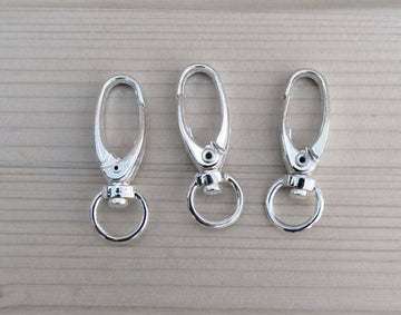 CL062A - 20 pcs. Silver Plated Lobster Swivel Clasps for Key Ring - 41 x 14mm - Claw Clasps
