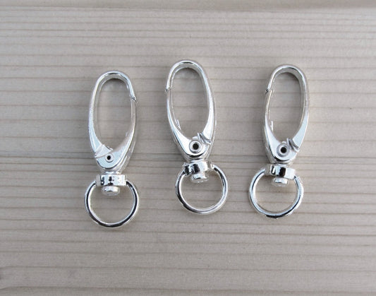 CL062A - 20 pcs. Silver Plated Lobster Swivel Clasps for Key Ring - 41 x 14mm - Claw Clasps