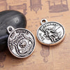 P359 - 2 pcs. Antique Silver Saint Michael Circle "Serve and Protect" Charms Pendants - 29mm x 24mm ( 1 1/8" x 1") - Double Sided - Police Officer