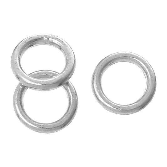 J705 - 100 pcs Silver Tone Soldered Closed Jump Rings - 6mm - 18 Gauge (1.2mm Thick)