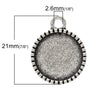 P454A - 100pcs. Antique Silver Circle Round Bezel Cabochon Pendant Tags Trays - 14mm Glue Pad Settings - Tree Design