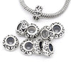 BD561 - 100 pcs Antique Silver Pattern Spacer Stoppers with Rubber - Fits European and Regular Cords - 11mm x 5mm