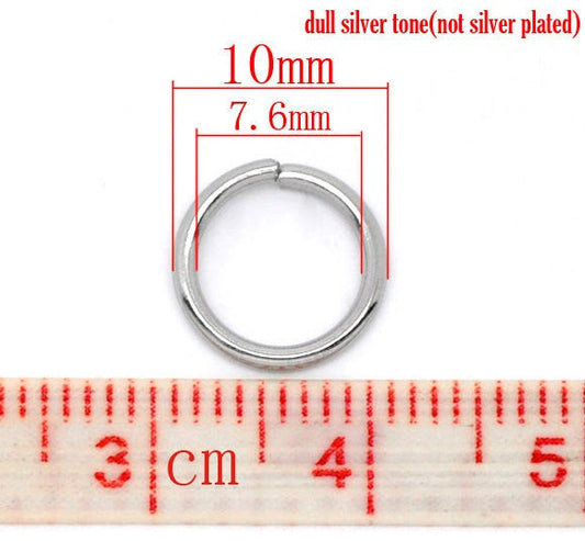 J103 - 100 pcs 304 Stainless Steel Open Jump Rings 10mm - 16 Gauge - THICK - HEAVY - High Quality