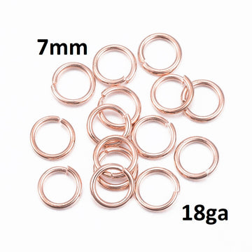 J017 - 100 pcs 304 Stainless Steel Rose Gold Open Jump Rings 7mm - 18 Gauge (1mm Thick) - Tarnish Resistant!