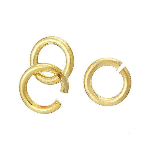 J222- 200 pcs 18K Gold Plated Open Jump Rings 5mm - 21 Gauge (0.7mm Thick) - High Quality! Real Gold Plating!