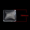 CA033 - 10 pcs. Square Clear Glass Dome Seals Tiles - 15mm - 5.3mm Thick