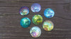 CA567 - 40 pcs Assortment of Iridescent Mermaid Fish Scales Resin Carved Embellishment Cabochons - 25mm (1")