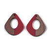 P1061 - 4 pcs. Red Resin and Wood Teardrop Flat Pendant - 33mm x 28mm - (1.3" x 1.1") - MEDIUM - Great for Earrings and Necklaces!