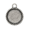 P454A - 100pcs. Antique Silver Circle Round Bezel Cabochon Pendant Tags Trays - 14mm Glue Pad Settings - Tree Design