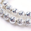 BD527 - 12mm Electroplated Natural Stone Lava Round Beads - Silver Plated - 15.35" strand - Hole Size: 1.5mm - Approx. 29-30 pieces per strand
