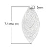 P161 - 10 pcs. Silver Faux Leather Dangle Charms Pendants - Leaf - Triple Layer - 71mm (2.8") - Great for Light Earrings or Dangles!