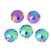 BD422 - 20 pcs Glass Rondelle Faceted Round Flat Beads - 14mm - Rainbow - Iridescent Multicolor - Hole Size: 1.4mm
