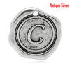 P190 - 5pcs. Antique Silver LARGE Letter "C" Alphabet Letter - 18mm x18mm - Wax Design