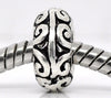 BD561A - 10 pcs Antique Silver Pattern Spacer Stoppers with Rubber - Fits European and Regular Cords - 11mm x 5mm