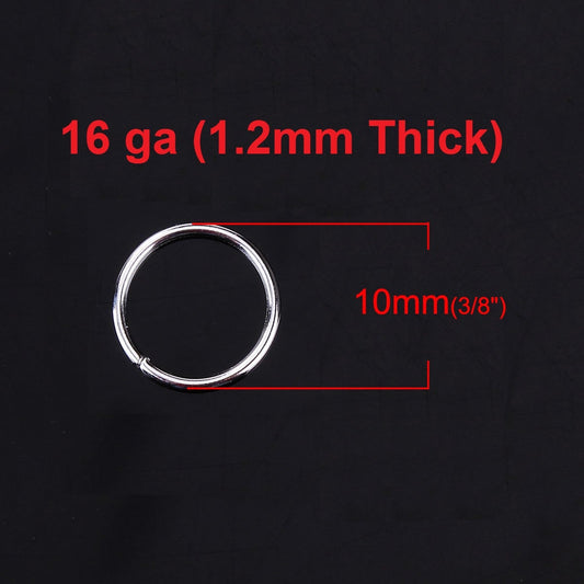 J223 - 400 pcs Silver Plated Open Jump Rings - 10mm - 16 Gauge (1.2mm Thick) - Shiny!