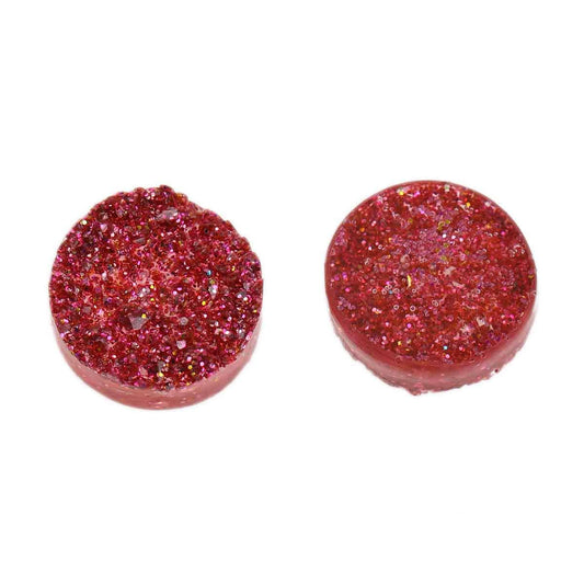 CA114 - 10 pcs Druzy Resin Embellishment Cabochons Sparkly Strawberry Red - 12mm