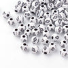 BD026 - 200 pcs. White Acrylic Round Spacer Beads - 6mm - Cross Design - Hole Size: 2mm - Imitation Wood